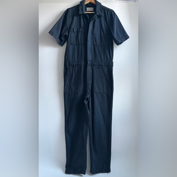 Everlane Jumpsuit Denim The Super Soft Shortsleeve Coverall Jean Navy Dark Wash - Picture 3 of 16